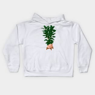 Cute Plant Illustration, Ficus Elastica Illustration Kids Hoodie